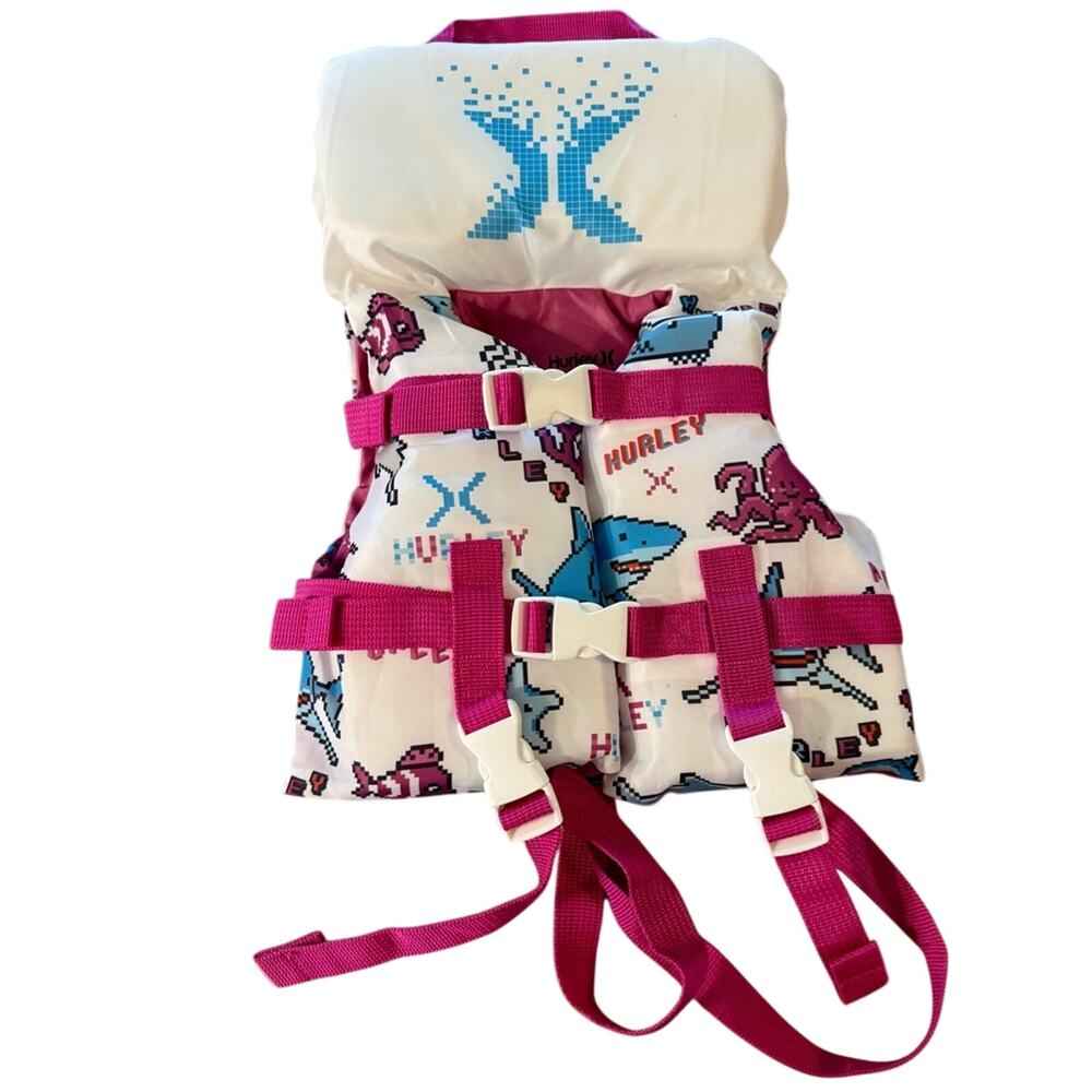 Hurley Kids' Life Jacket with Pink Straps, Size Small Under 25lbs NWOT